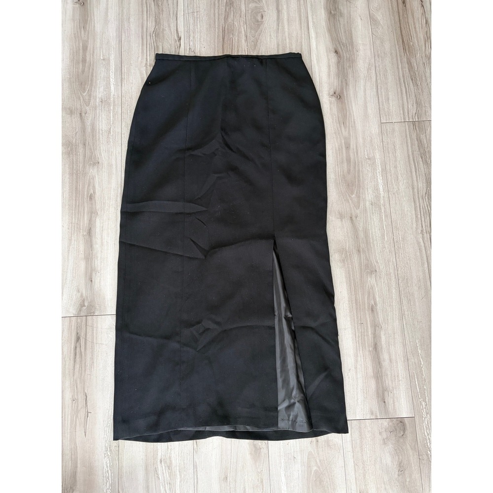 Apostrophe Black Maxi Skirt Front Slit Lined Size 14 Career Evening Wear